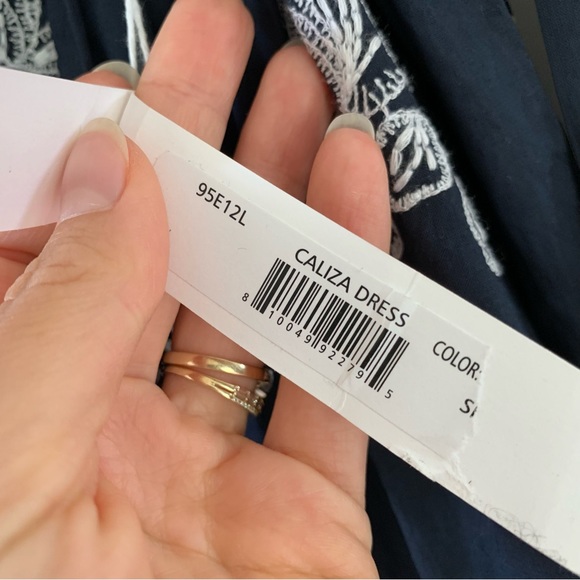 Merlette Dress Caliza A Line Navy Embroidered Long Sleeve Shirtdress Size Small - Picture 6 of 8